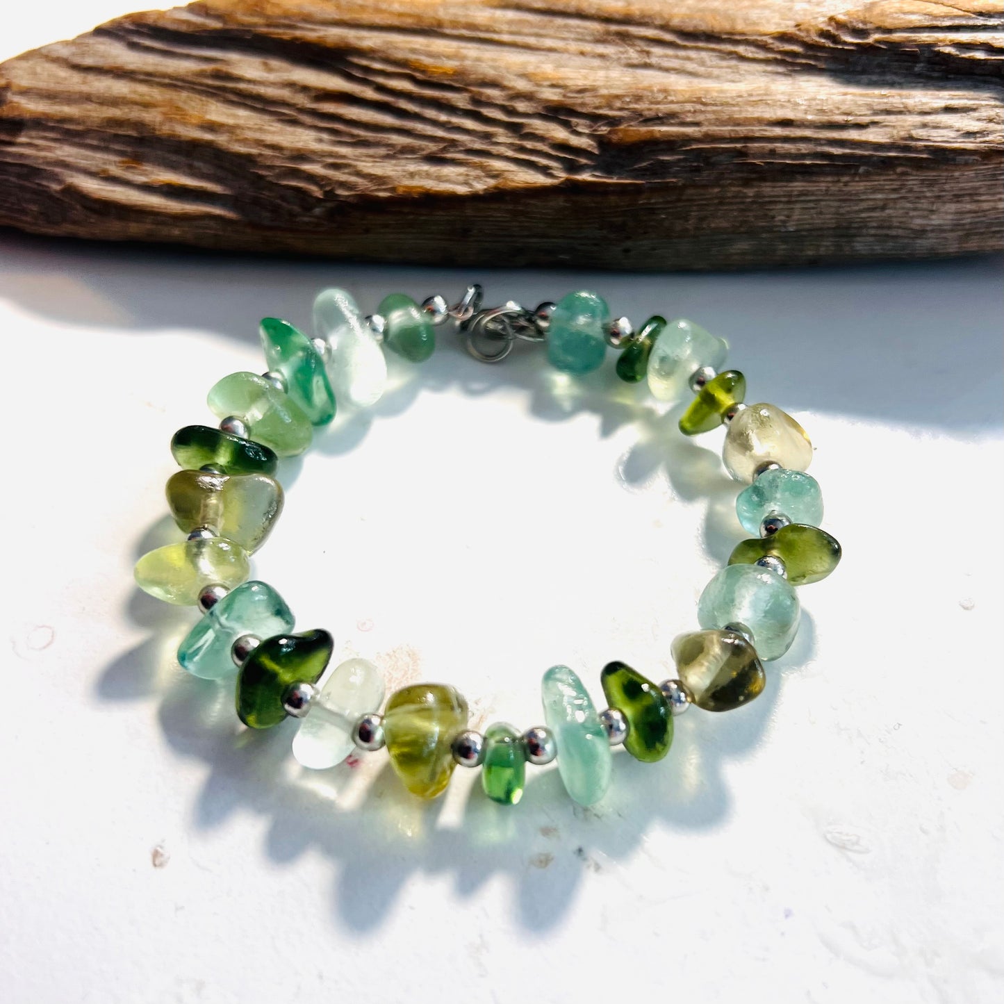 Seaham Sea Glass Greens Full Circle Bracelet