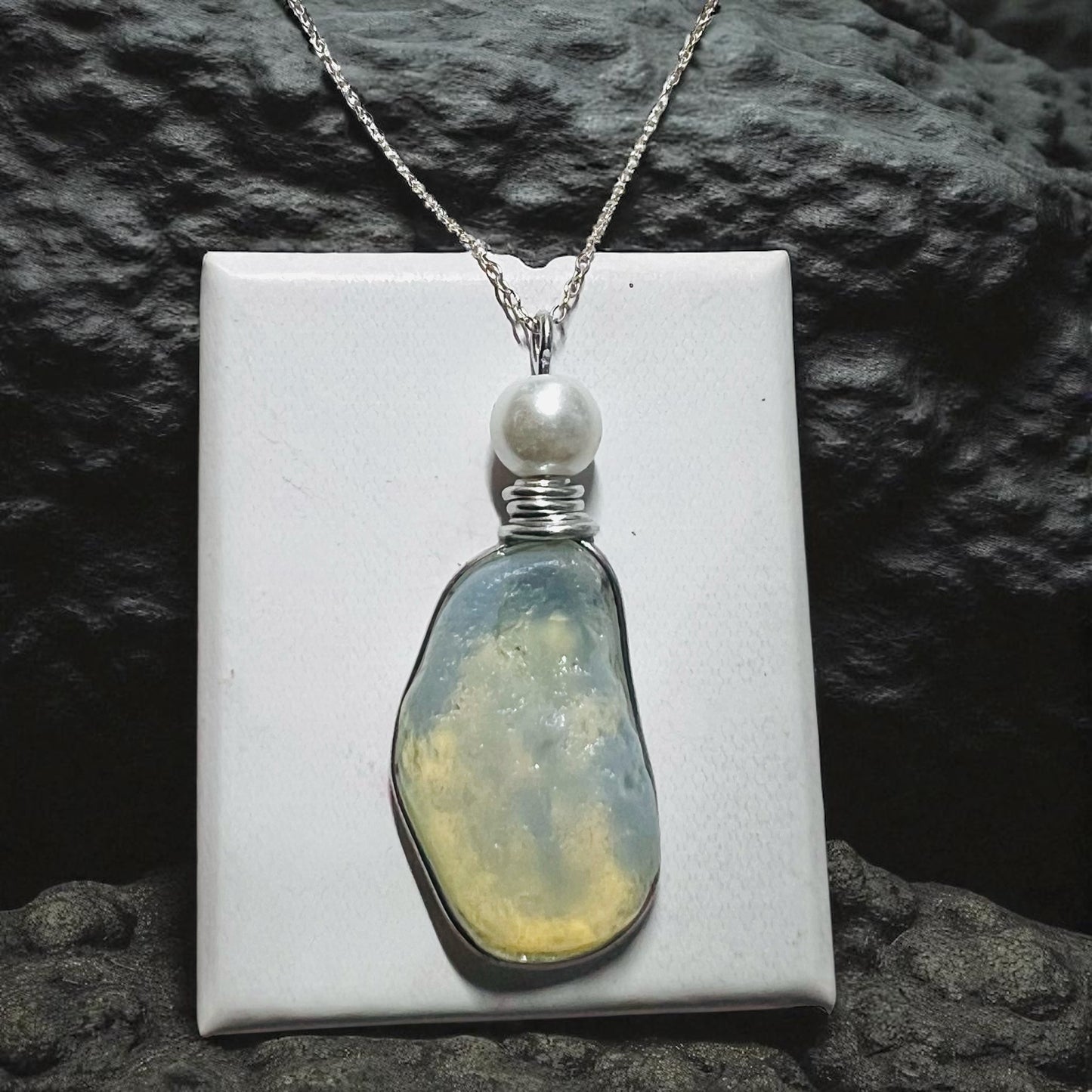 Rare Large Opalescent Seaham Sea Glass Pendant