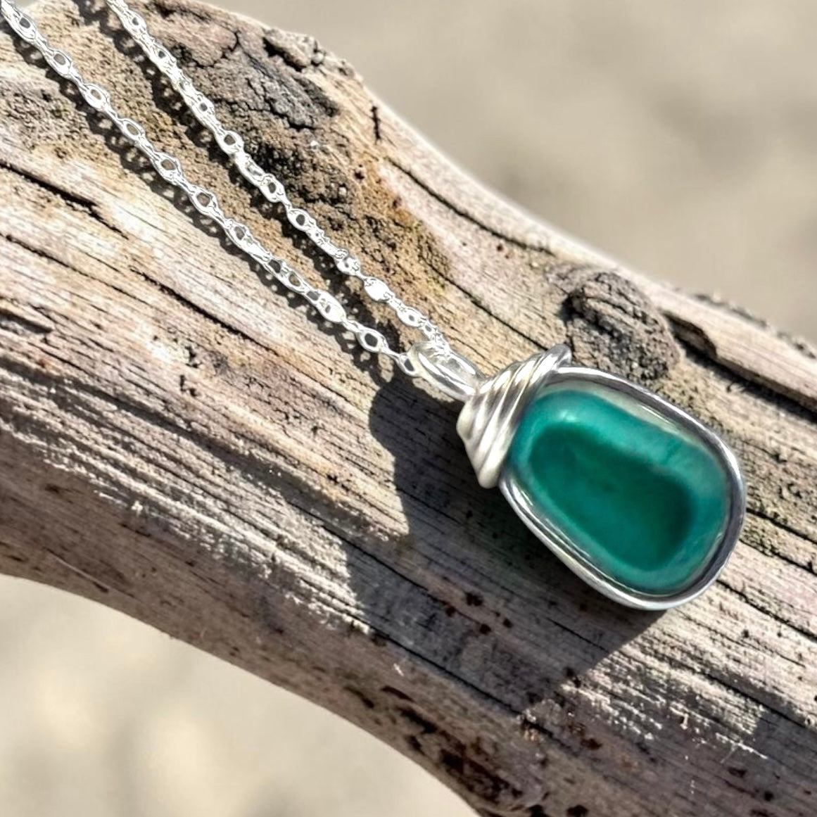 Stunning Rare Turquoise Seaham Sea Glass Multi Pendant