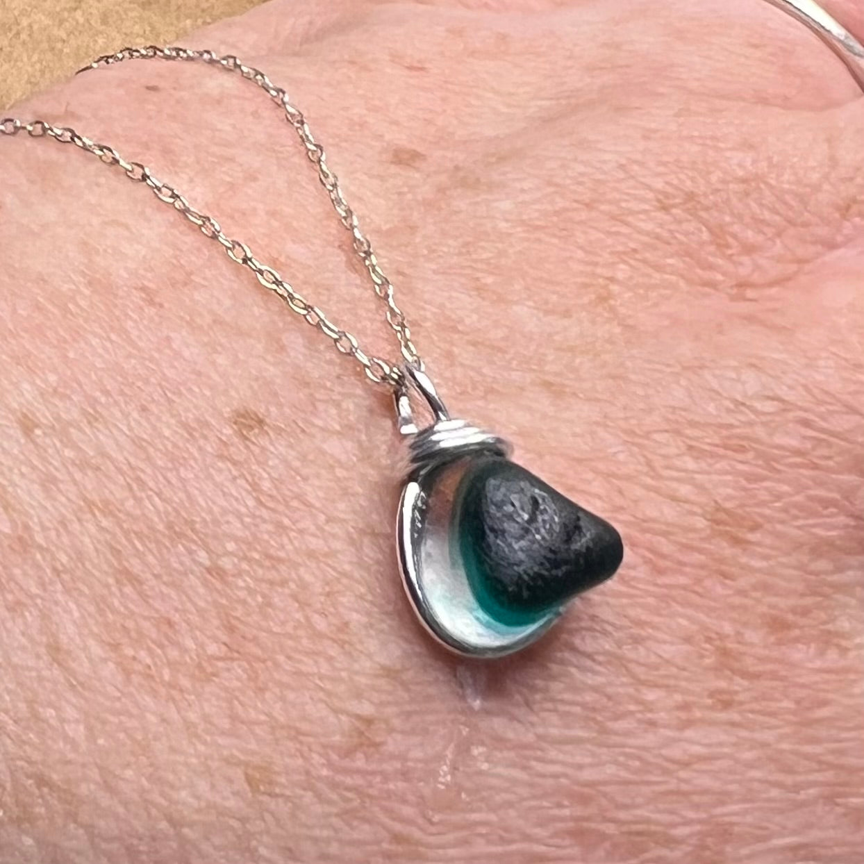 Turquoise Seaham Sea Glass Multi Pendant