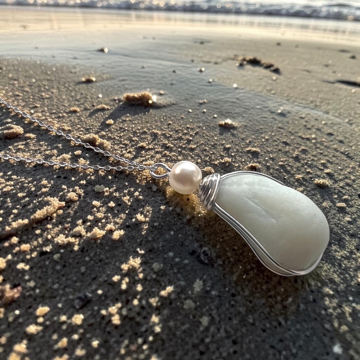 Rare Large Opalescent Seaham Sea Glass Pendant