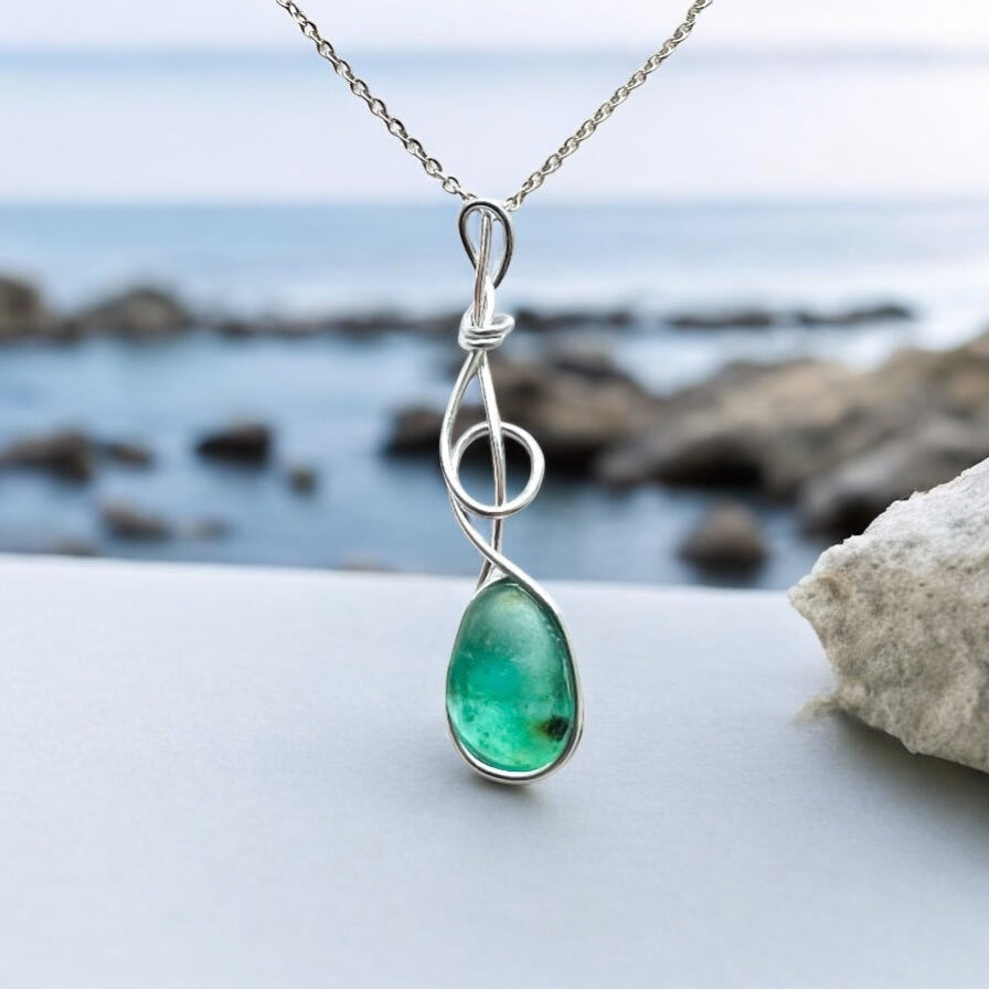 Swirly Seaham Sea Glass Pendant