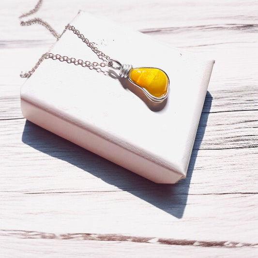 Canary Island Rare Yellow Sea Glass Pendant