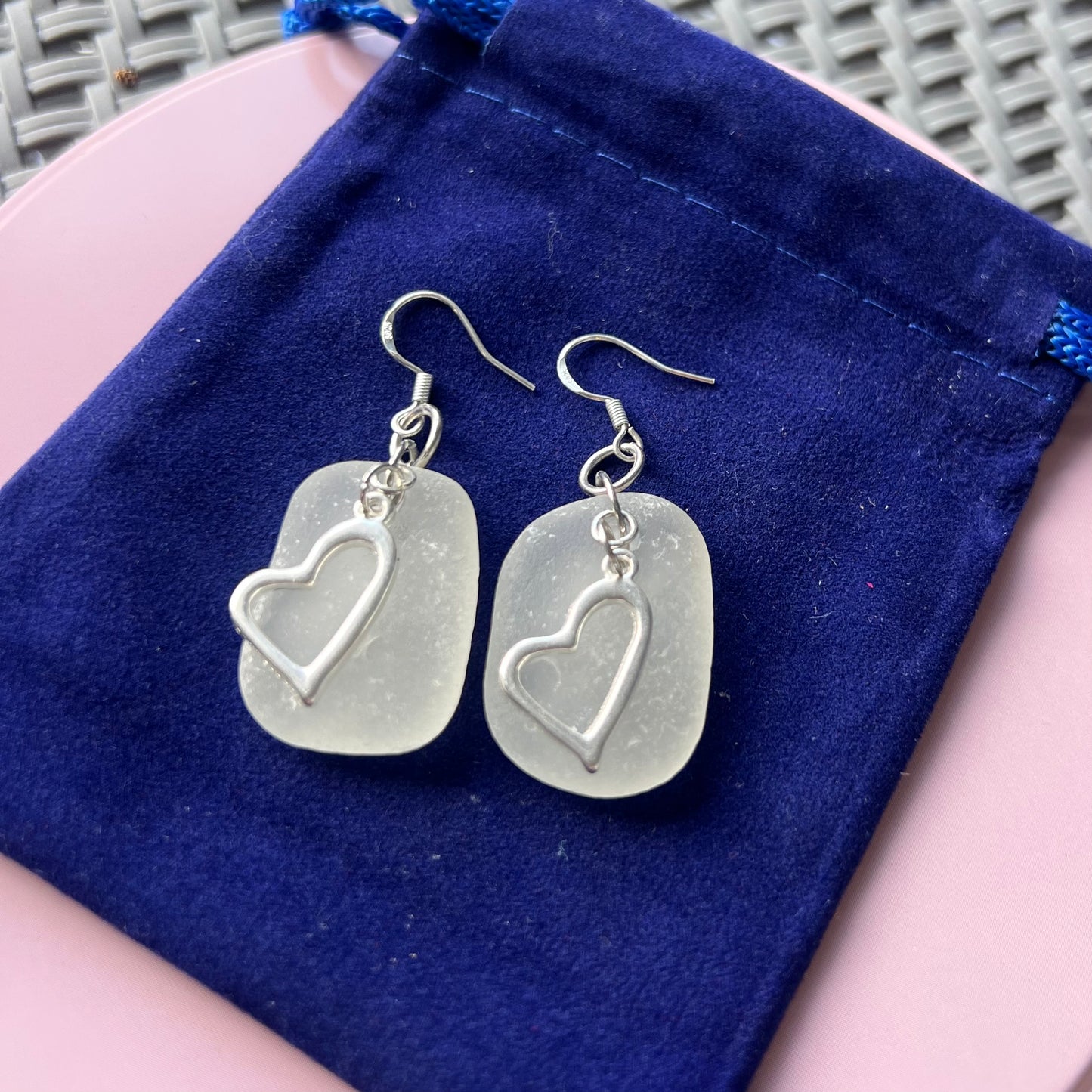 Statement Seaham Sea Glass Heart Earrings