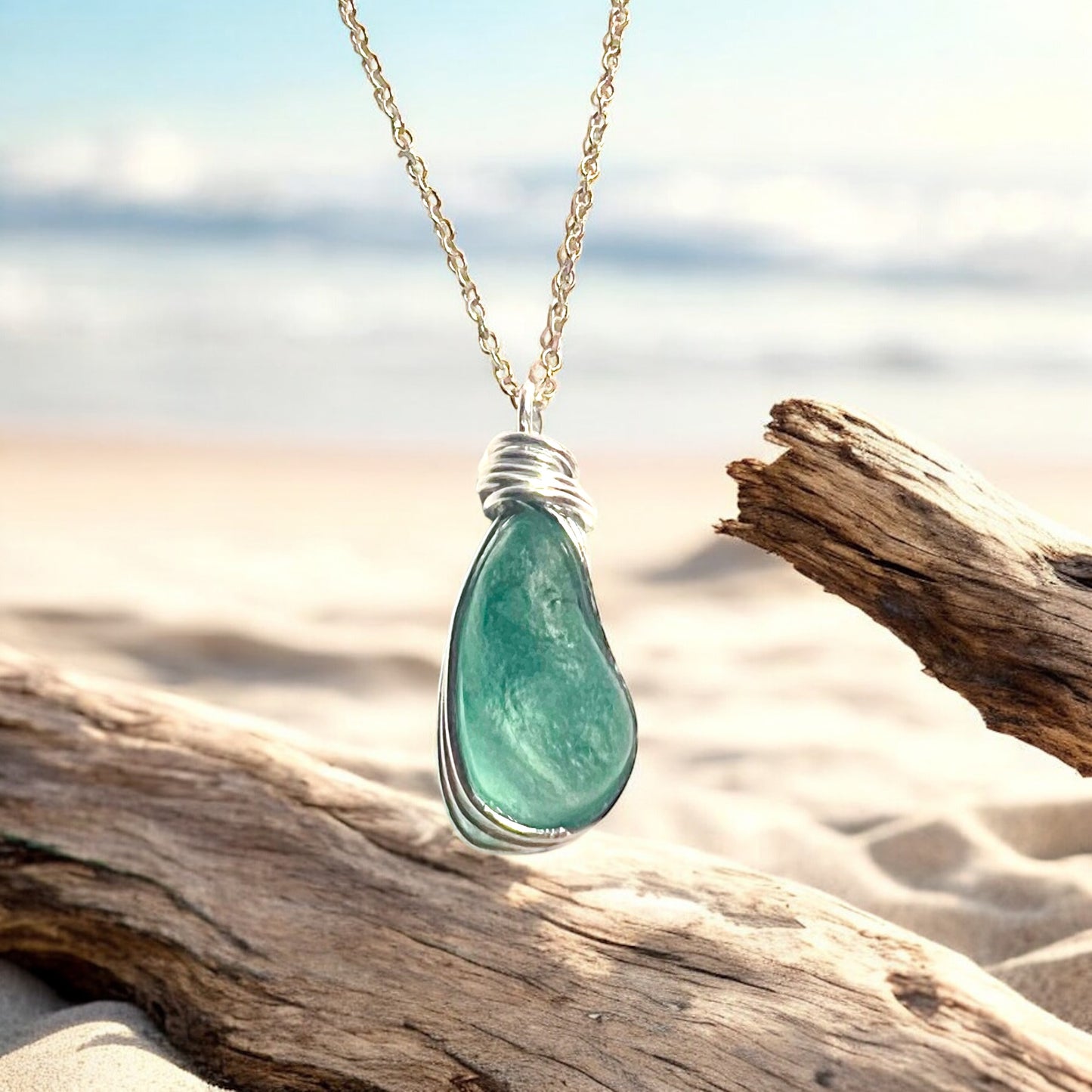Aqua Seaham Sea Glass Pendant