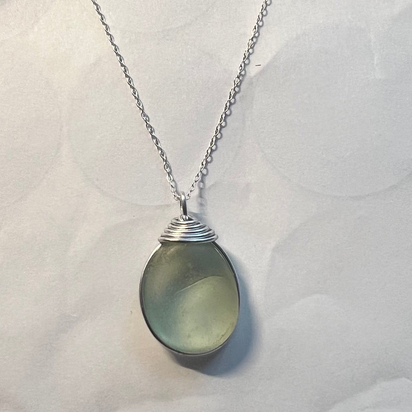 Pale Green Seaham Sea Glass Pendant