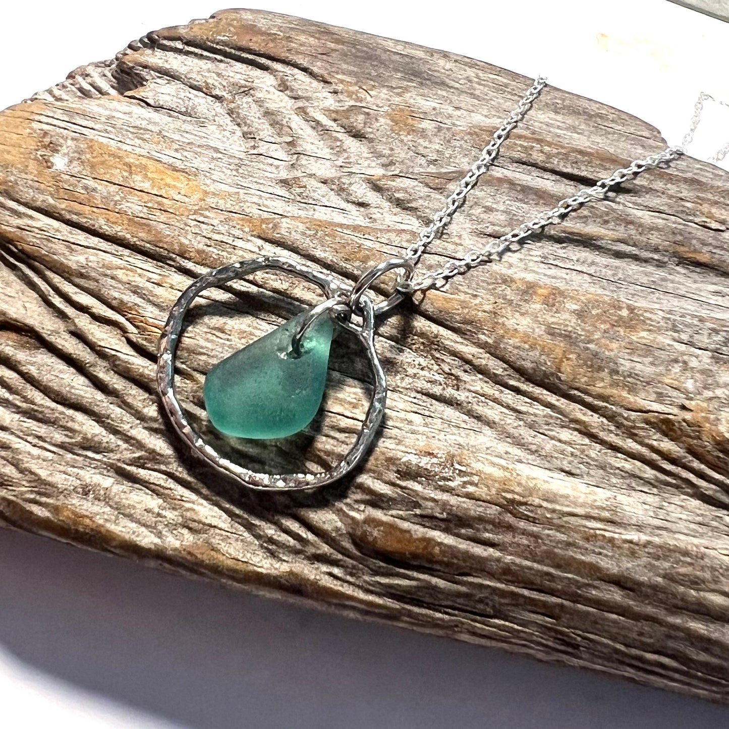 Seaham Sea Glass Turquoise Shade Frame Pendant