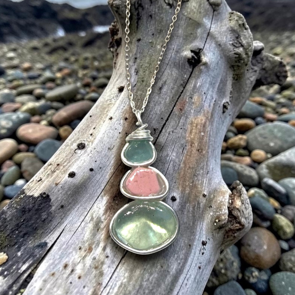 Three Piece Seaham Sea Glass Pendant