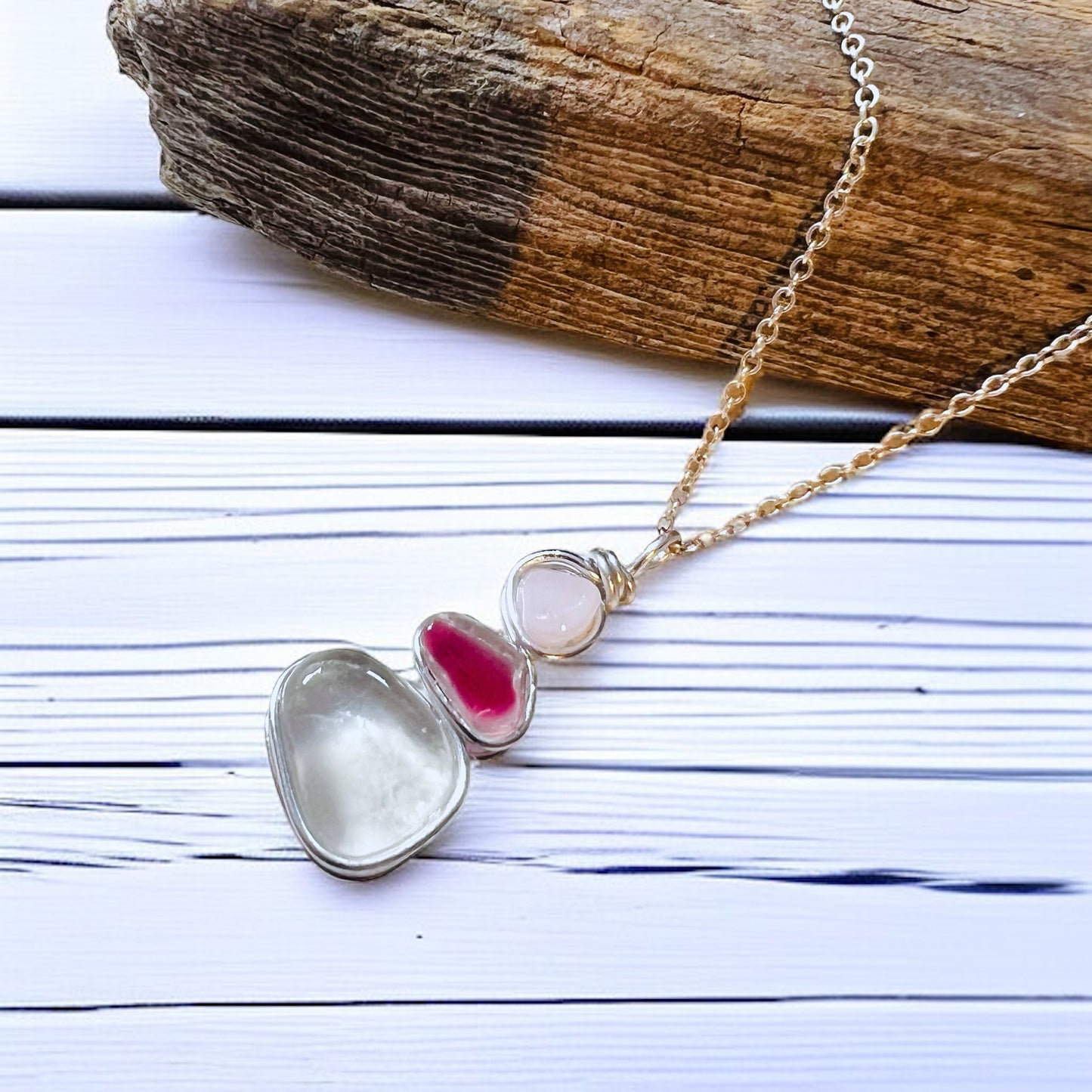 Three Piece Seaham Sea Glass Pendant