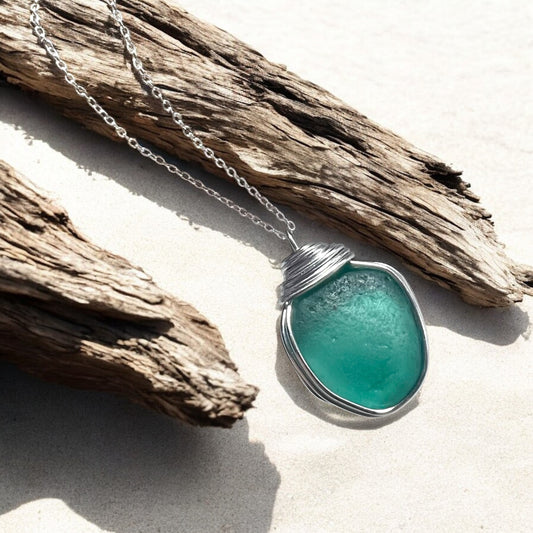 Rare Turquoise Kent Sea Glass Pendant