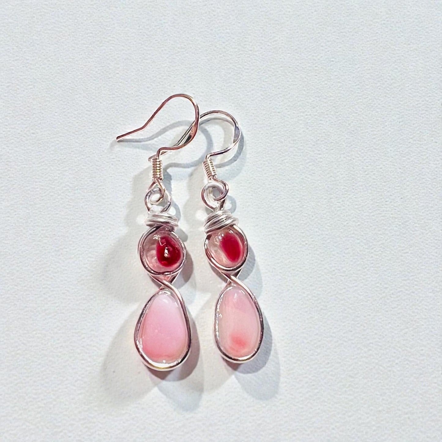 Pink Sea Glass Drop Earrings