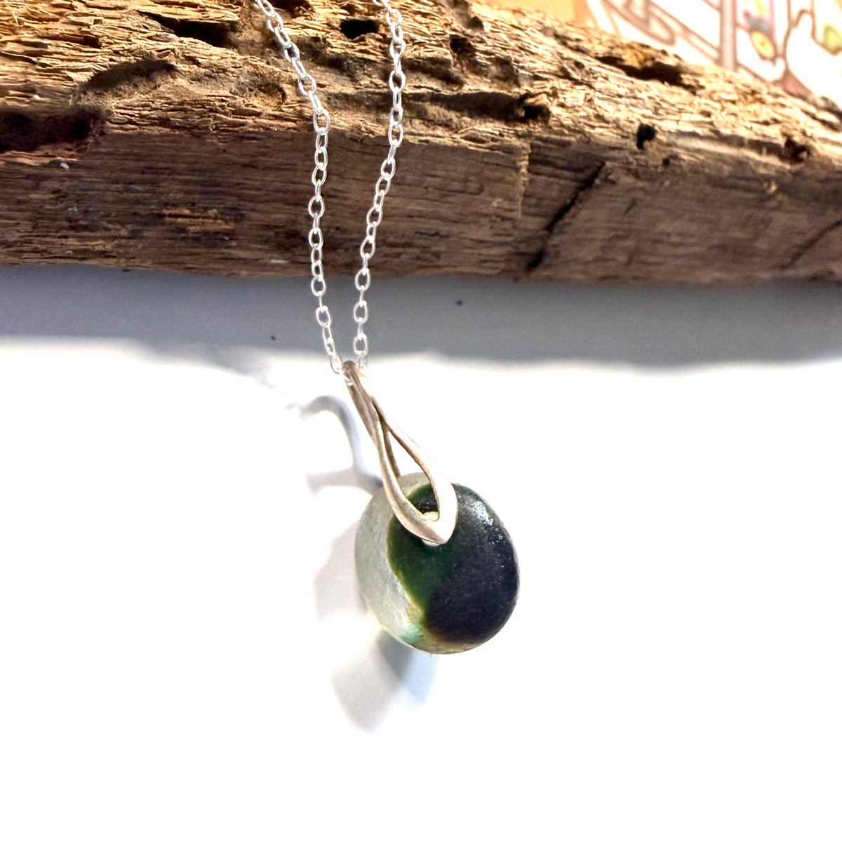 Green Seaham Sea Glass Multicolour Pendant