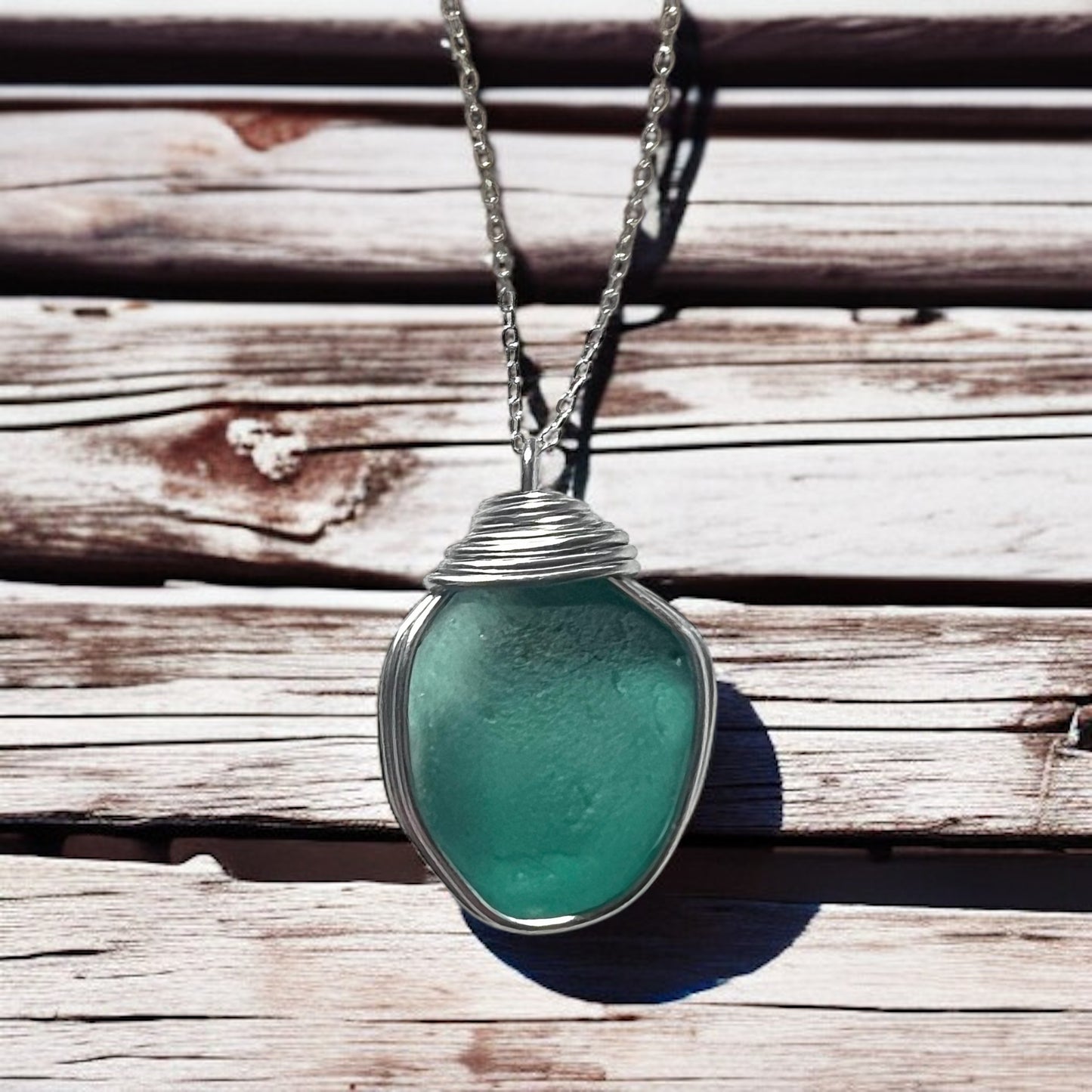Rare Turquoise Kent Sea Glass Pendant