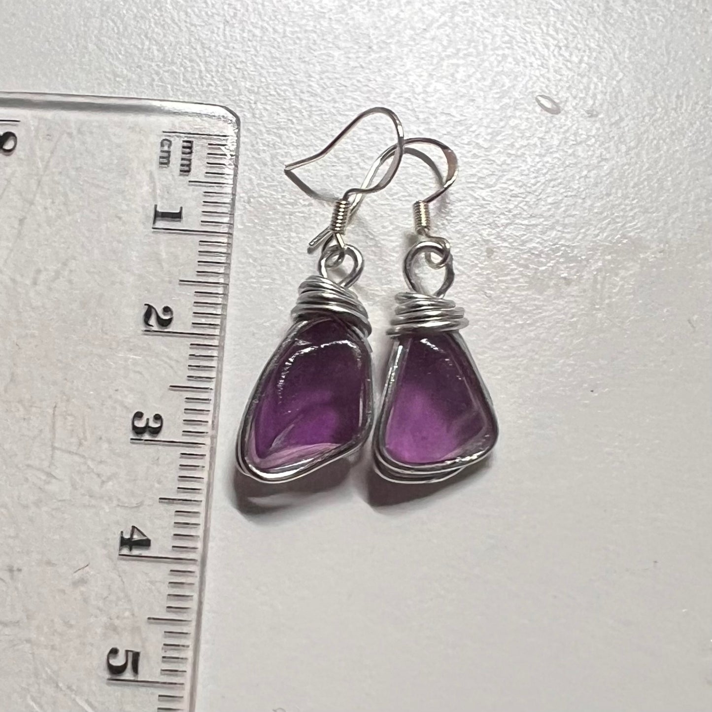 Rare Purple Spanish Sea Glass Earrings