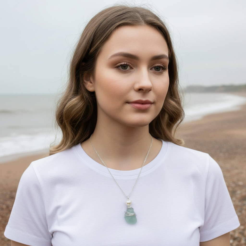 Rare Large Opalescent Seaham Sea Glass Pendant