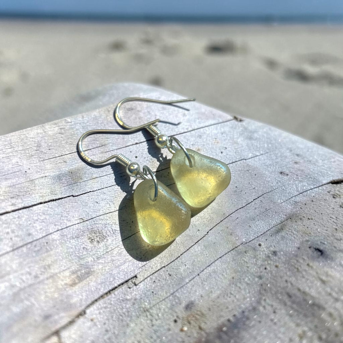Canary Island Rare Yellow Sea Glass Earrings