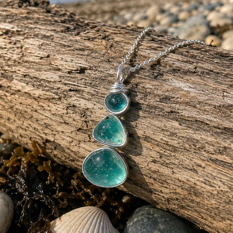 Three Piece Seaham Sea Glass Pendant
