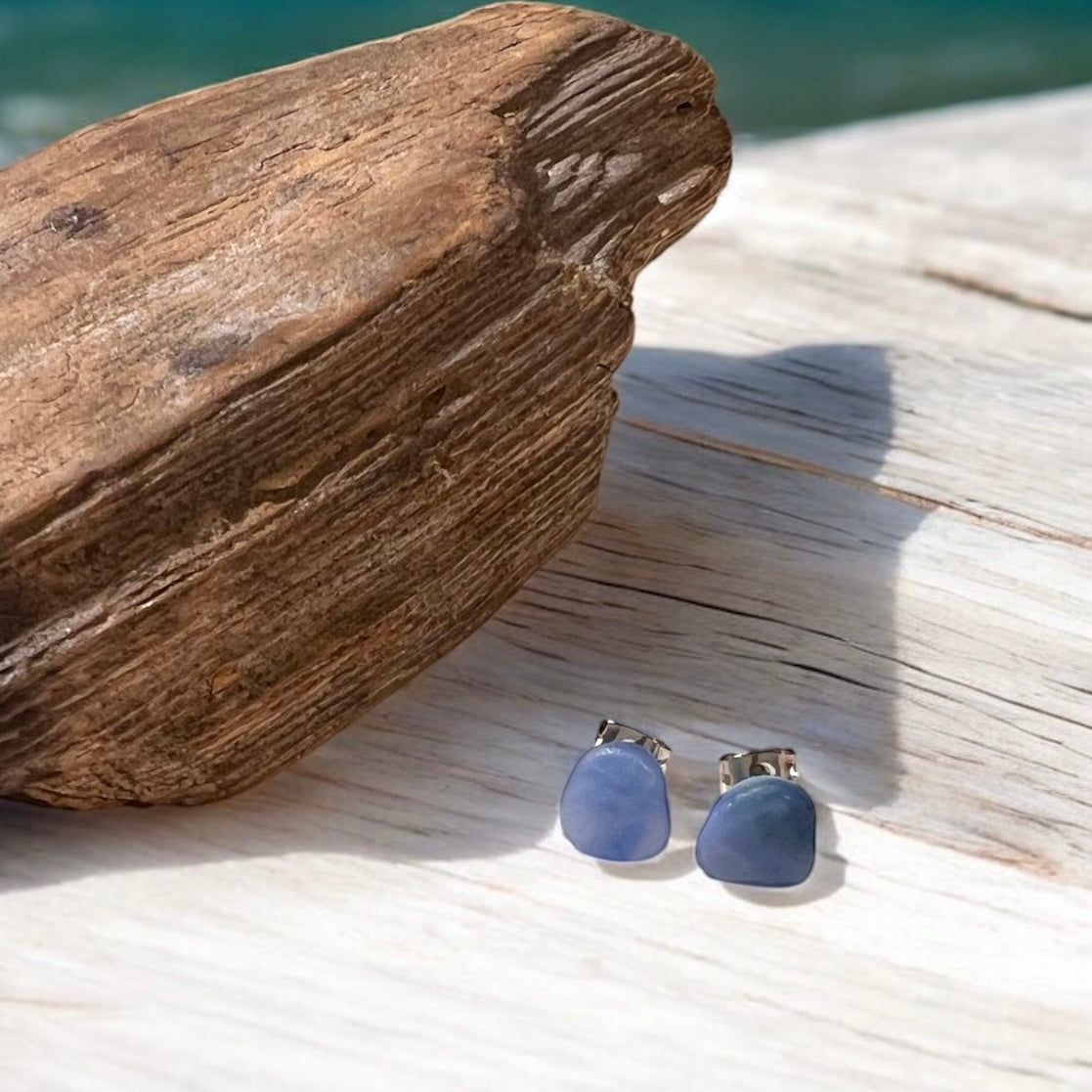 Kent Milky Sea Glass Stud Earrings