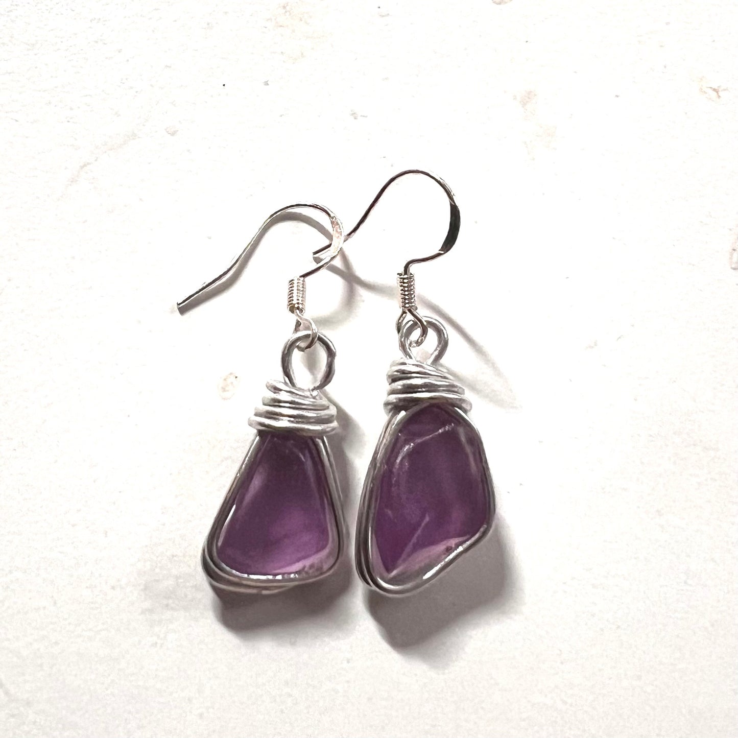 Rare Purple Spanish Sea Glass Earrings