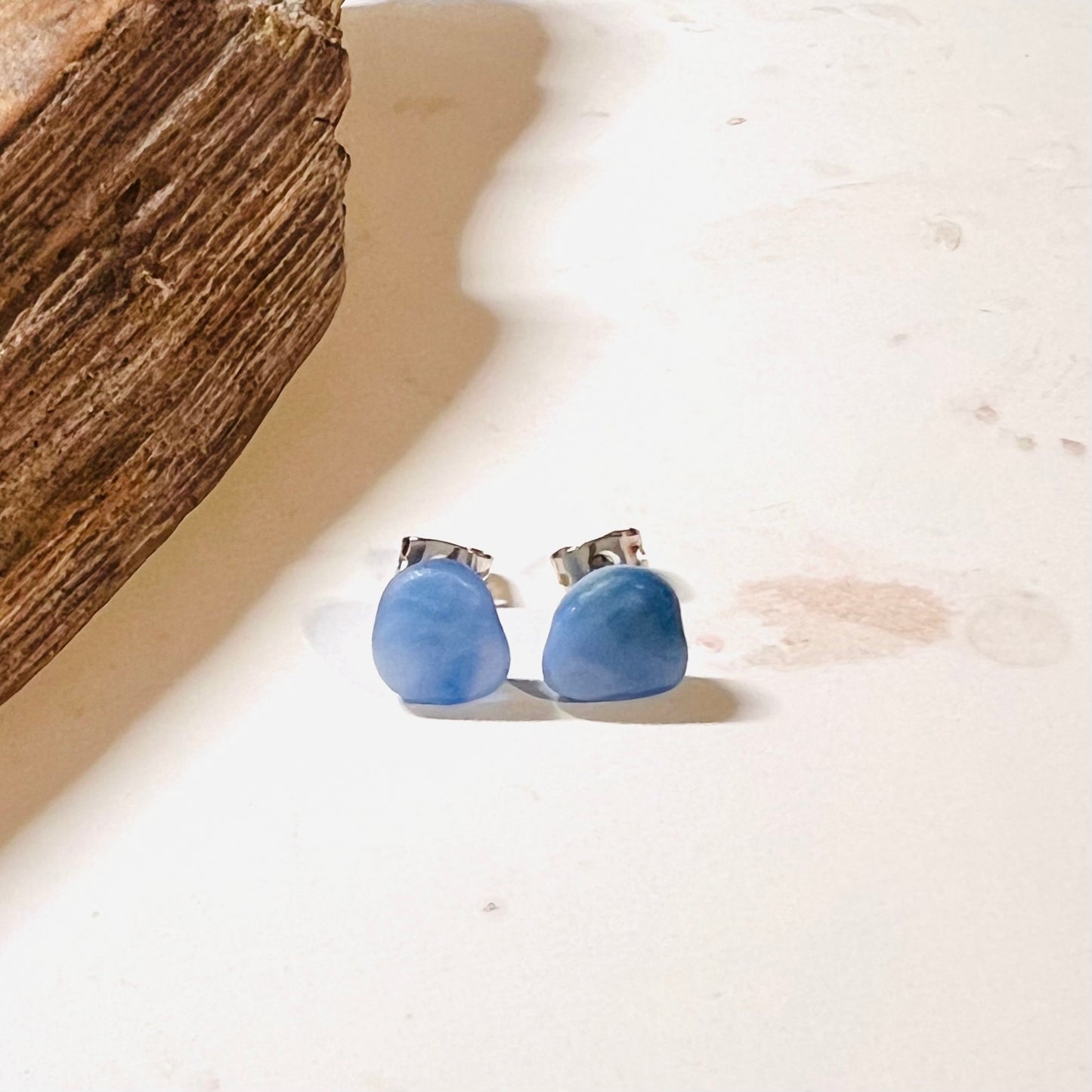 Kent Milky Sea Glass Stud Earrings