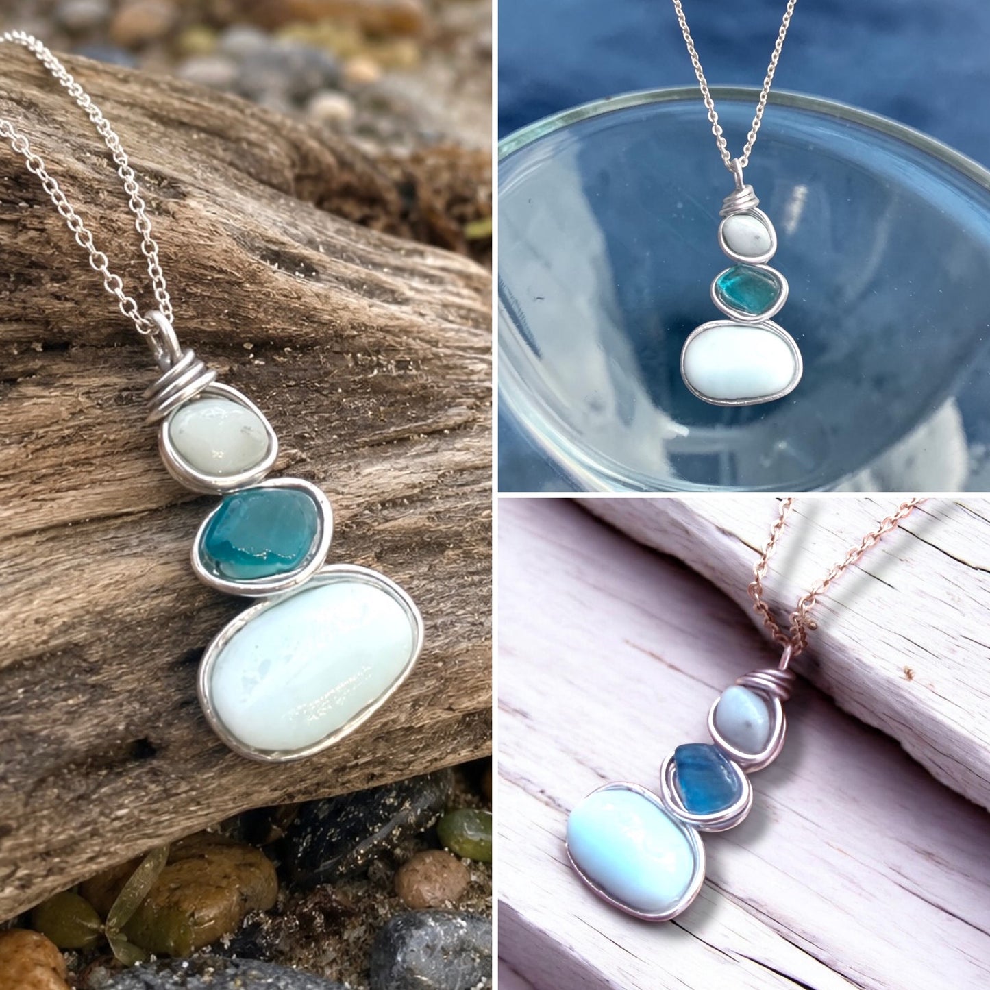 Three Piece Seaham Sea Glass Pendant