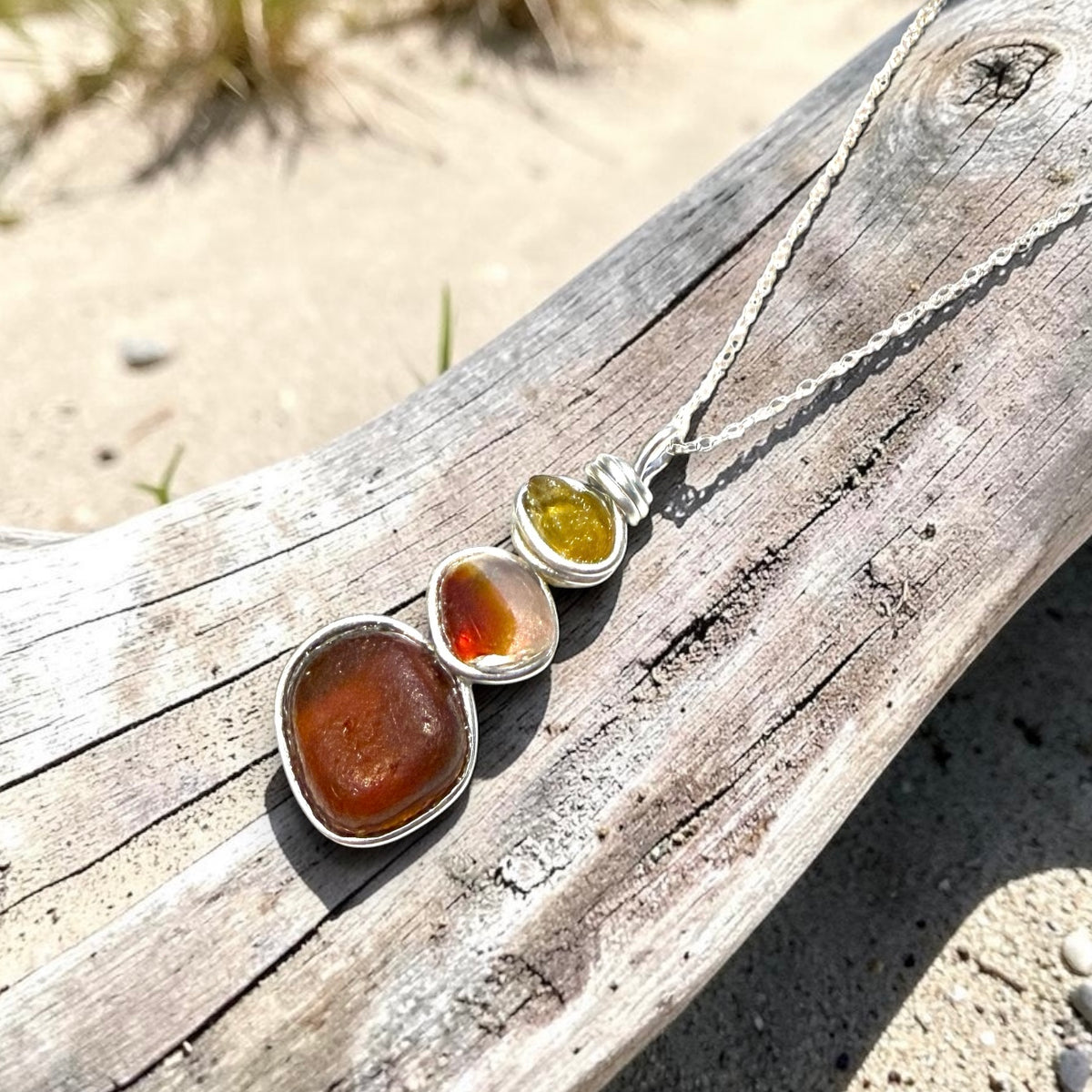Three Piece Seaham Sea Glass Pendant
