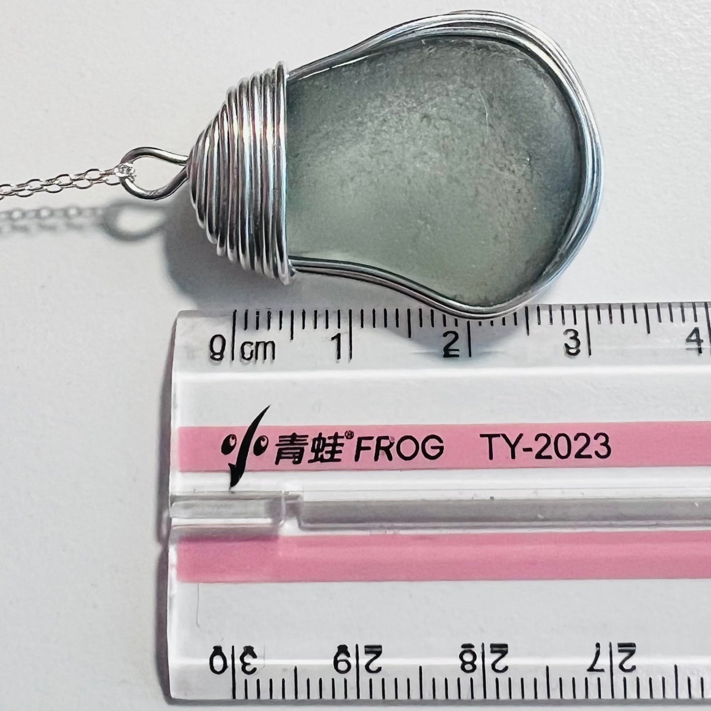 Large Dusky Grey Seaham Sea Glass Pendant