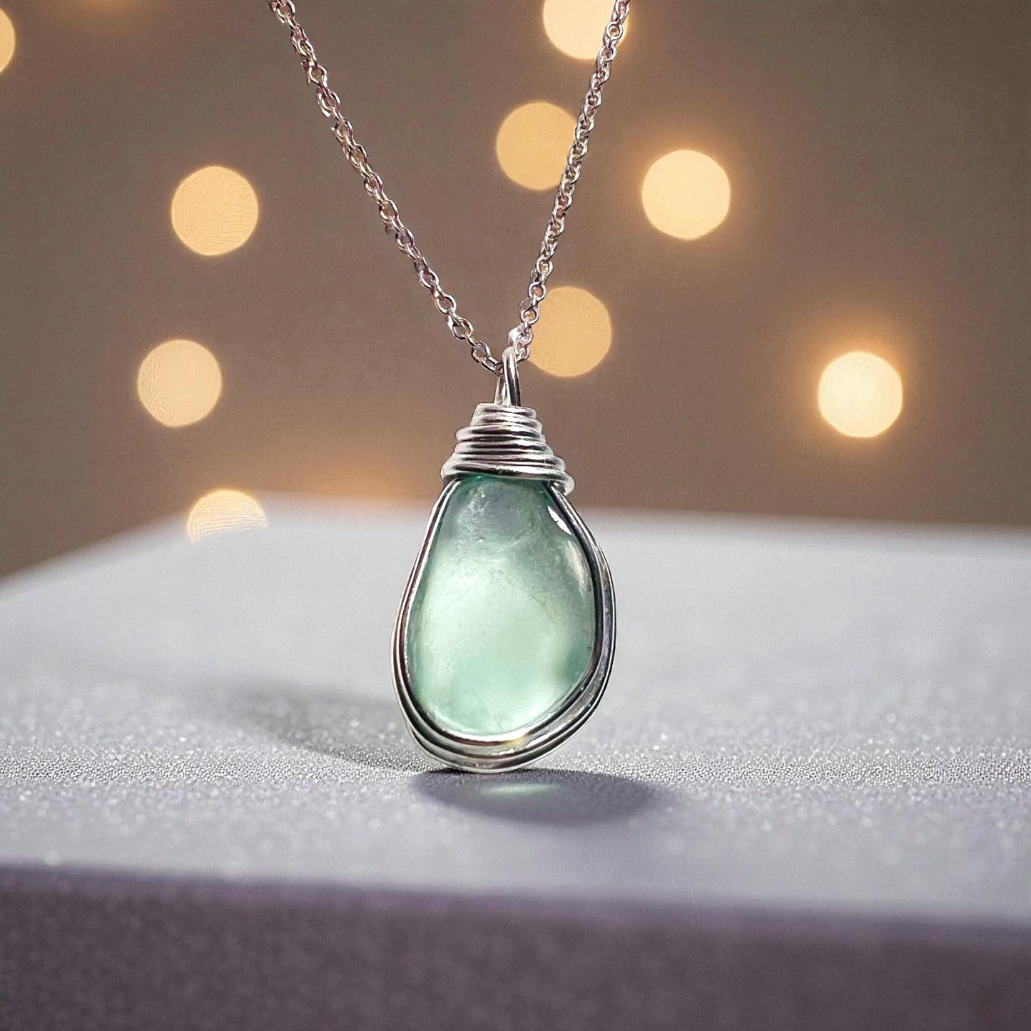 Pale Aqua Seaham Sea Glass Pendant