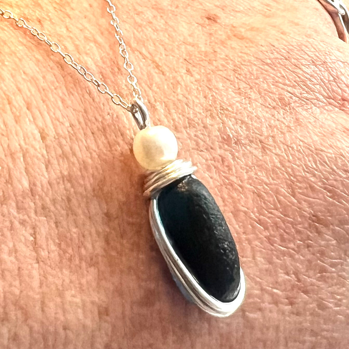 Blue Seaham Sea Glass Multi Pendant