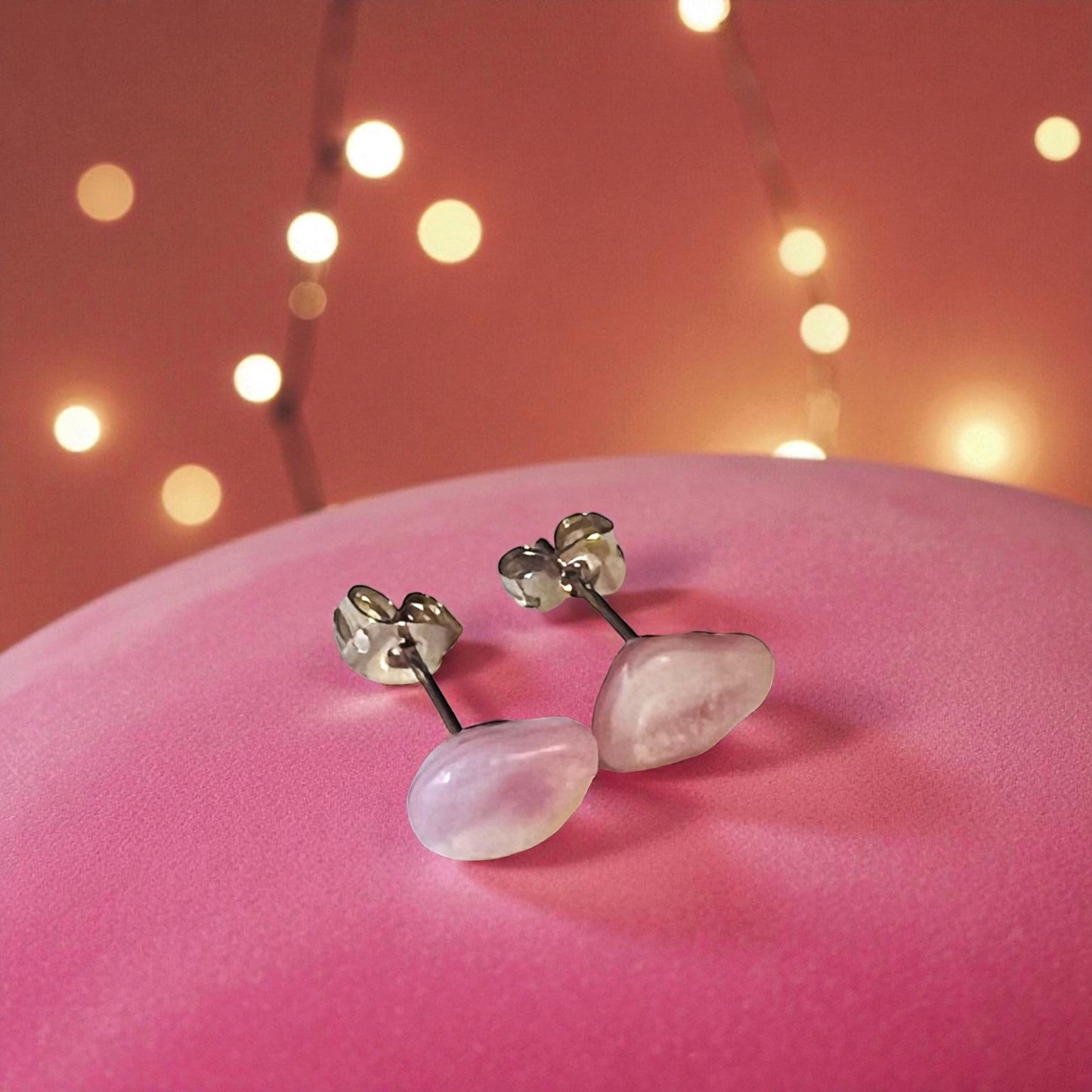 Milky Pink Seaham Sea Glass Stud Earrings