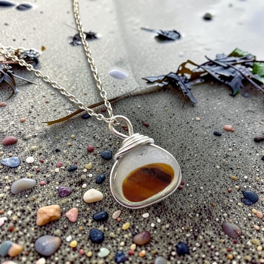 Beautiful Seaham Sea Glass Multi Tone Pendant