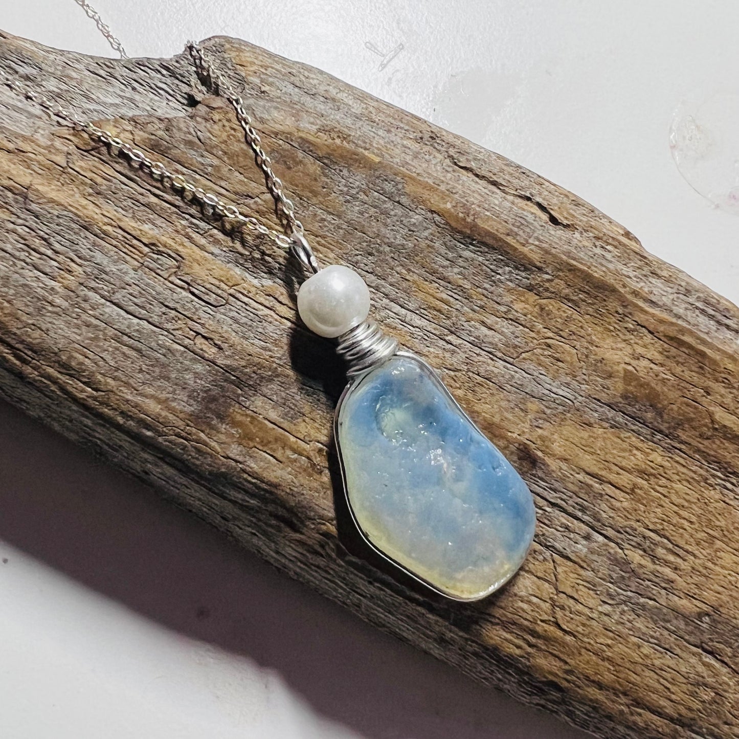 Rare Large Opalescent Seaham Sea Glass Pendant