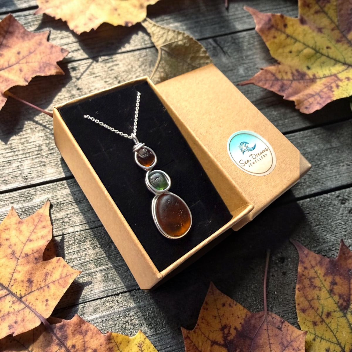 Autumn Shades Sea Glass  Pendant