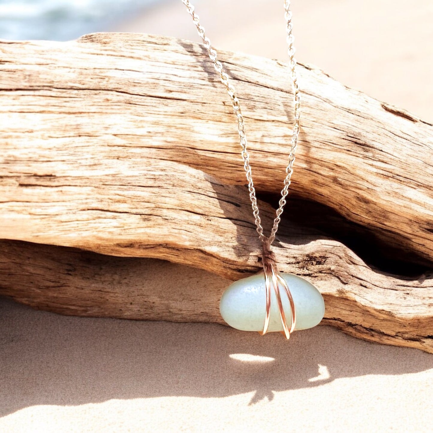 Rare Opalescent Seaham Sea Glass Pendant