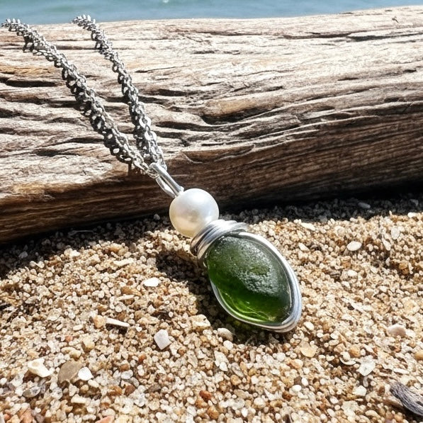 Green Seaham Sea Glass Multi Pendant