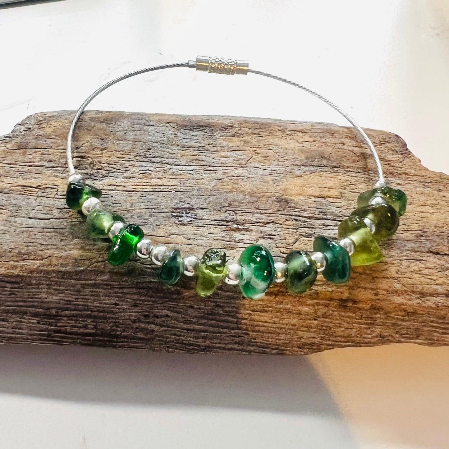 Seaham Sea Glass Mixed Greens Bangle
