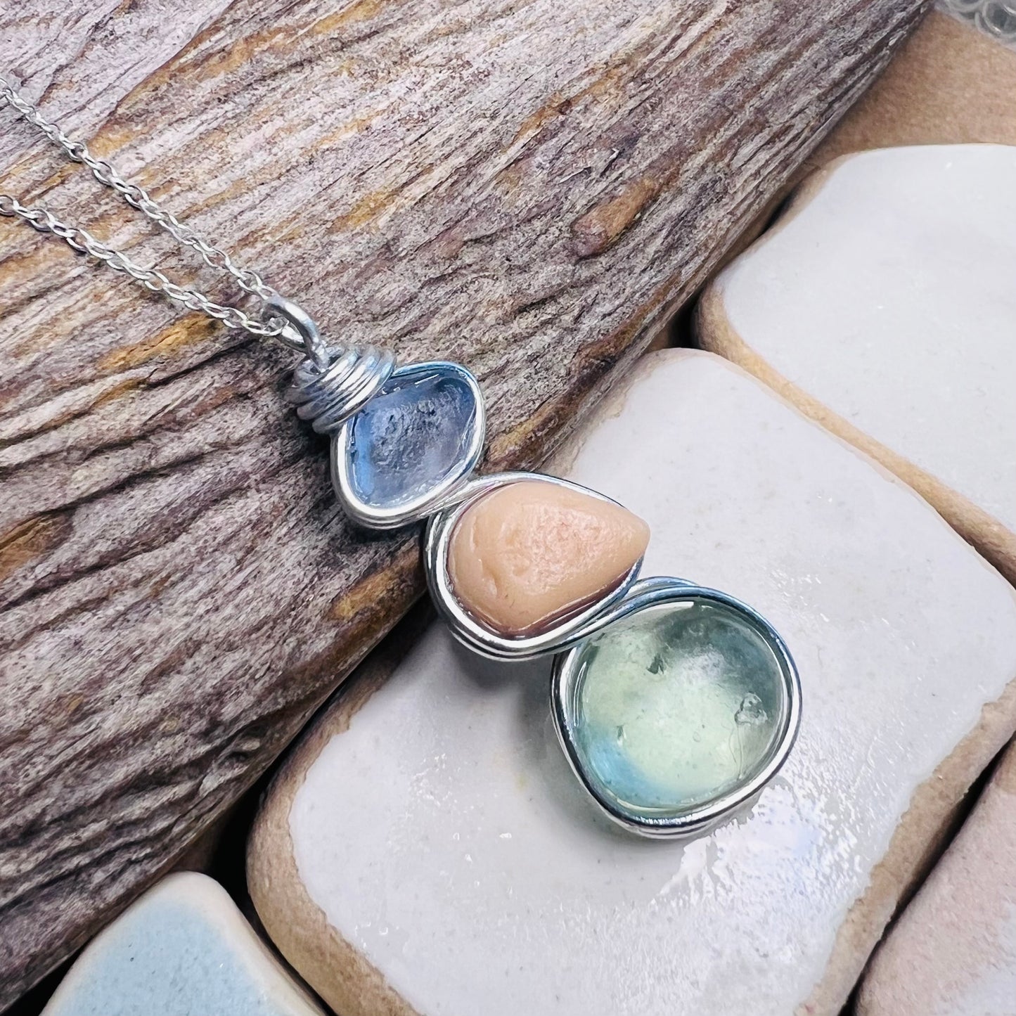Three Piece Seaham Sea Glass Pendant