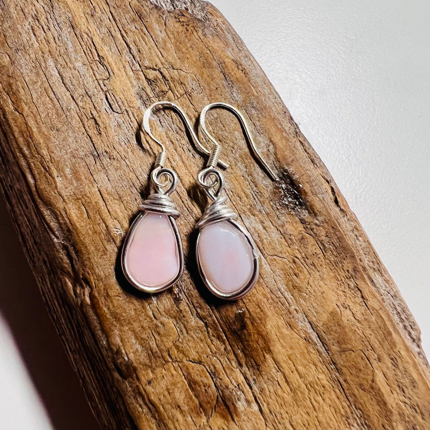 Milky Pink Seaham Sea Glass Earrings