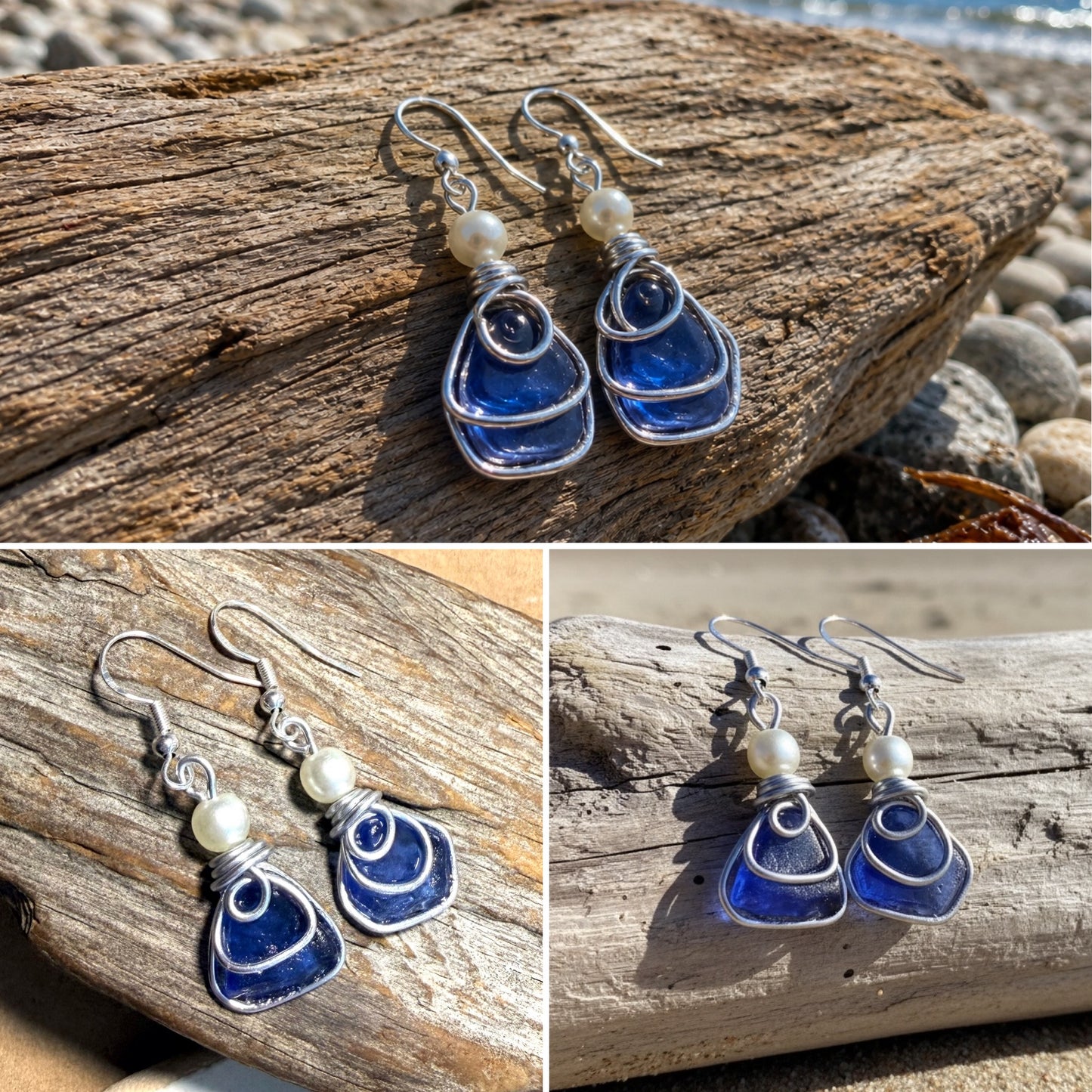 Blue Sea Glass Earrings