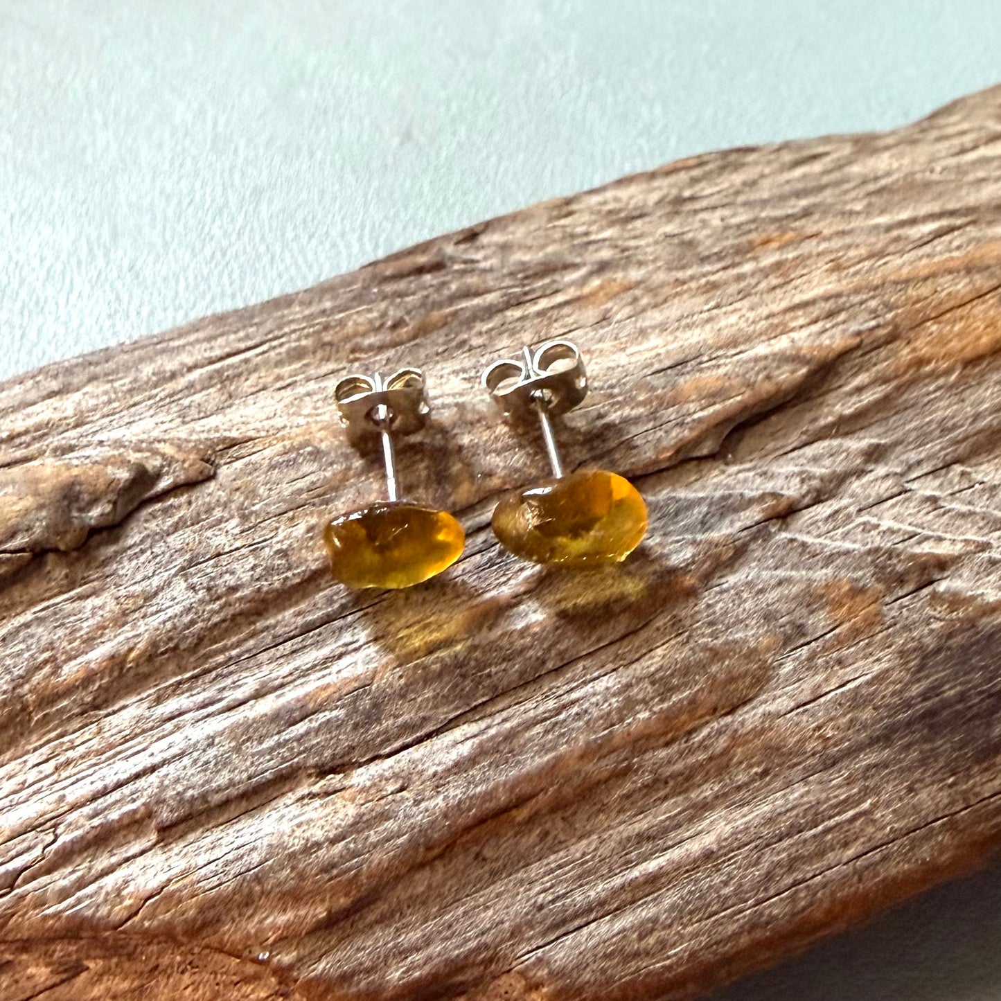 Yellow Seaham Glass Stud Earrings
