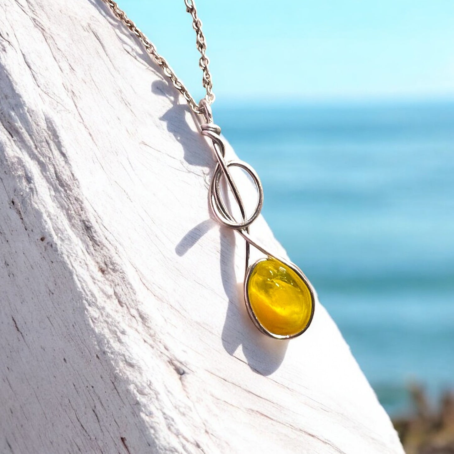Canary Island Rare Yellow Sea Glass Pendant