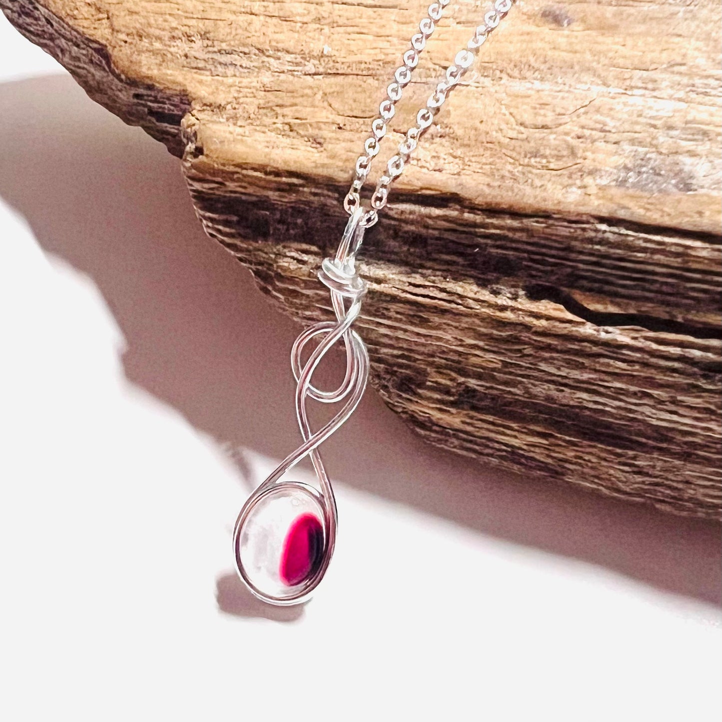 Rare Pink and Purple Seaham Sea Glass pendant