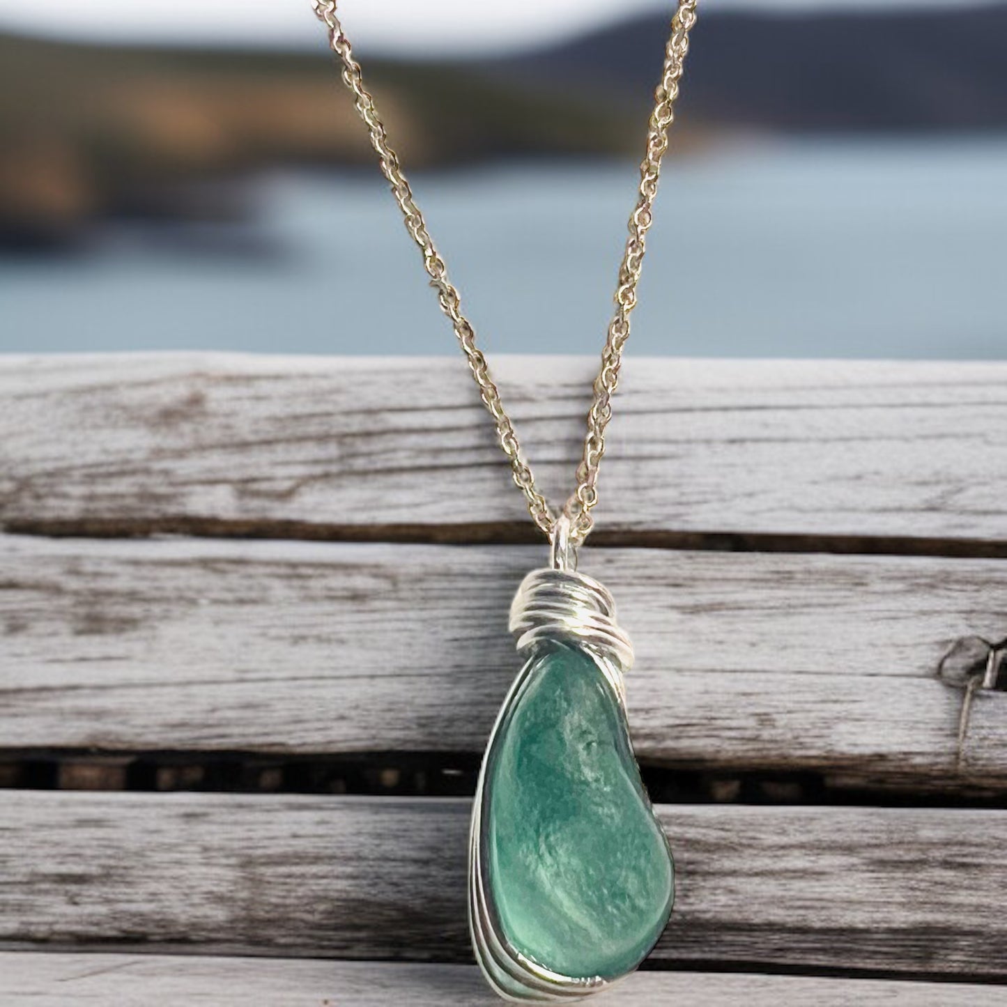 Aqua Seaham Sea Glass Pendant