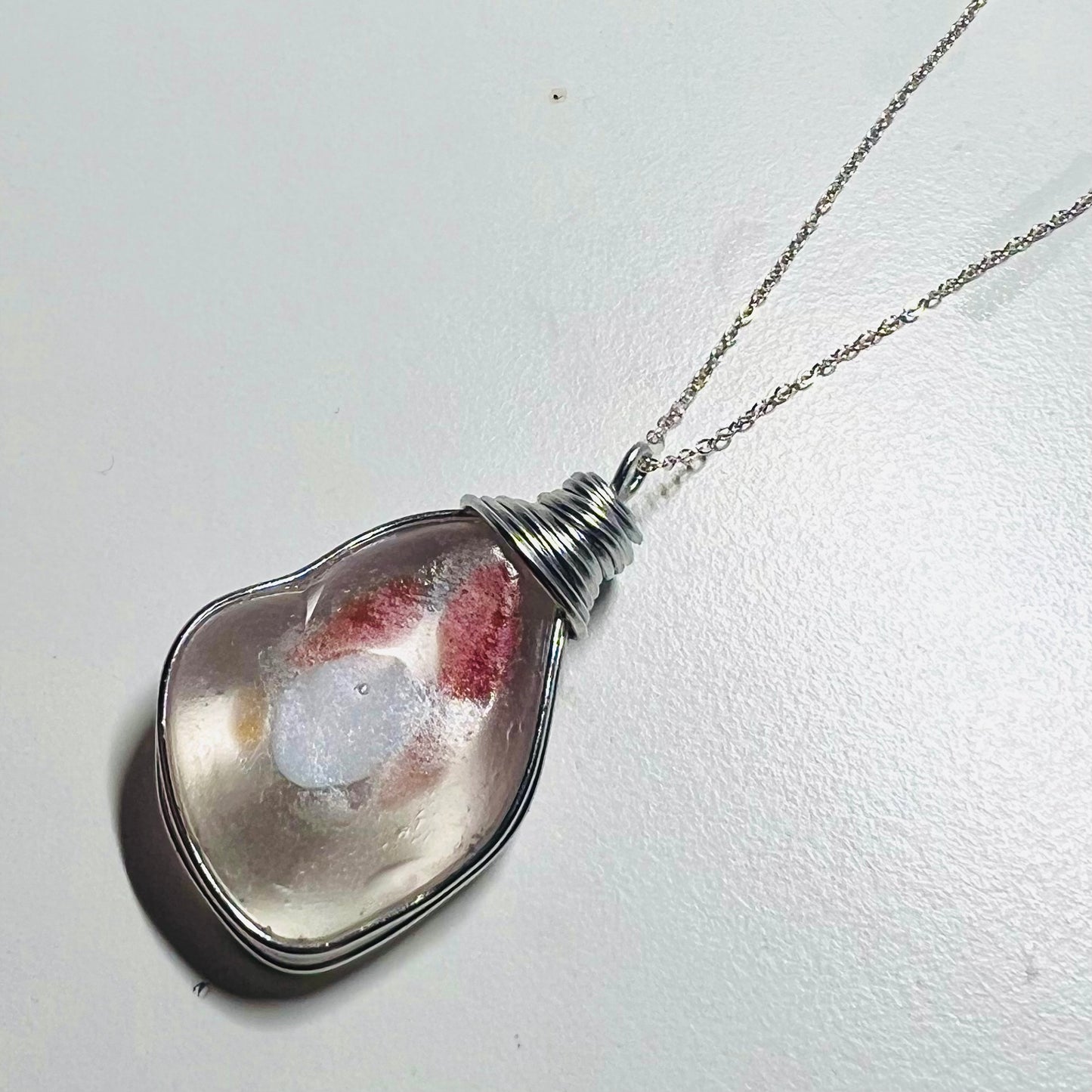 Very Large Italian Iberian Sea Multi Sea Glass Pendant