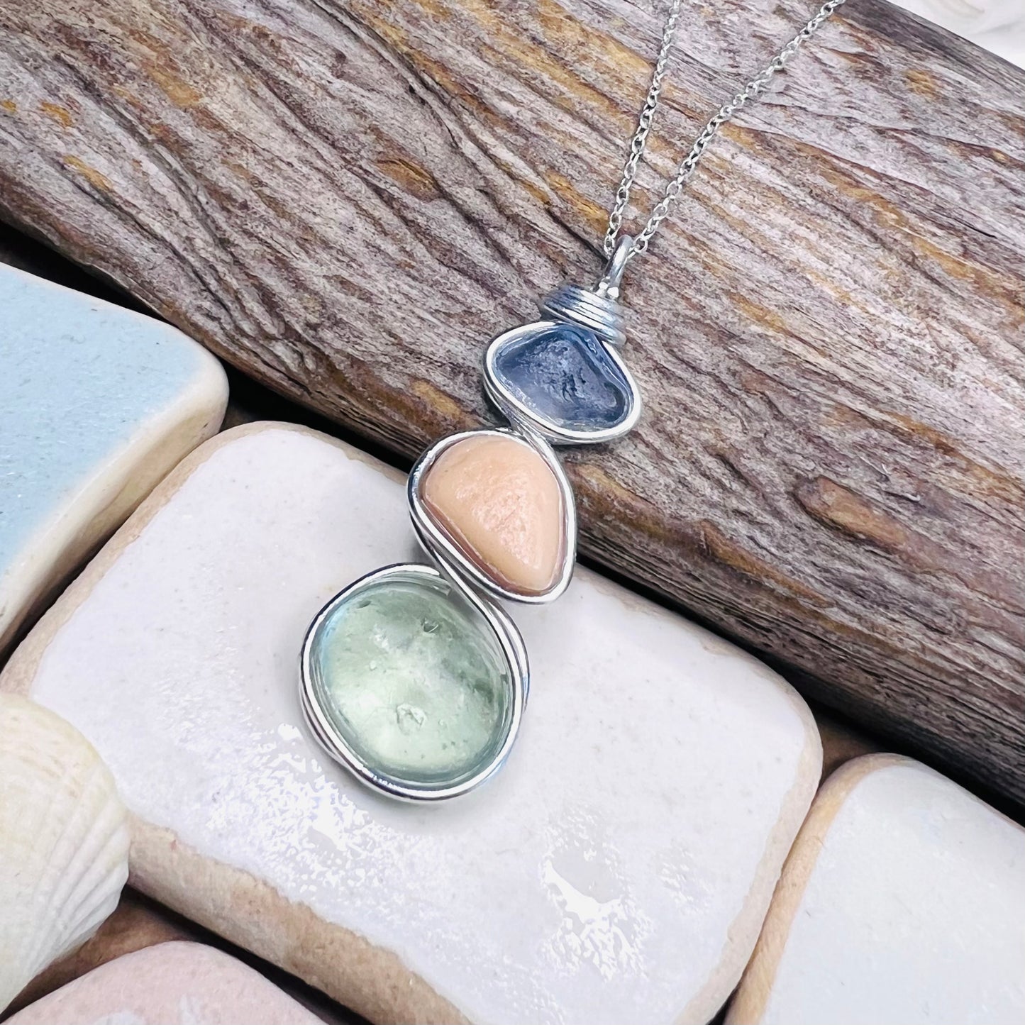 Three Piece Seaham Sea Glass Pendant