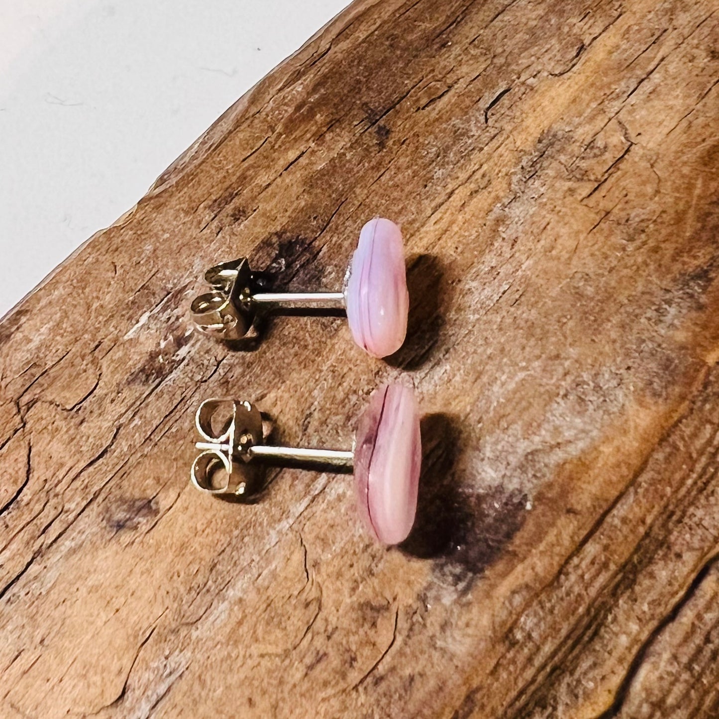 Milky Pink Seaham Sea Glass Stud Earrings