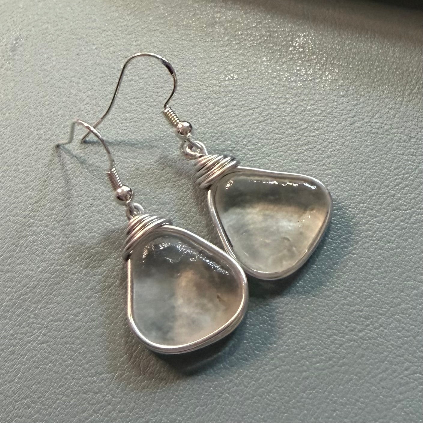 Large White Seaham Sea Glass Earrings