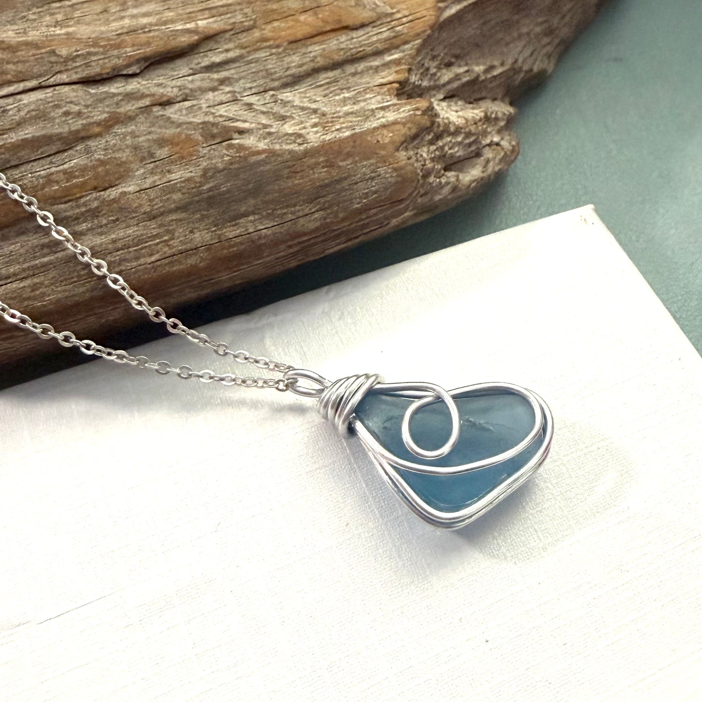 Mid Blue Seaham Sea Glass Pendant