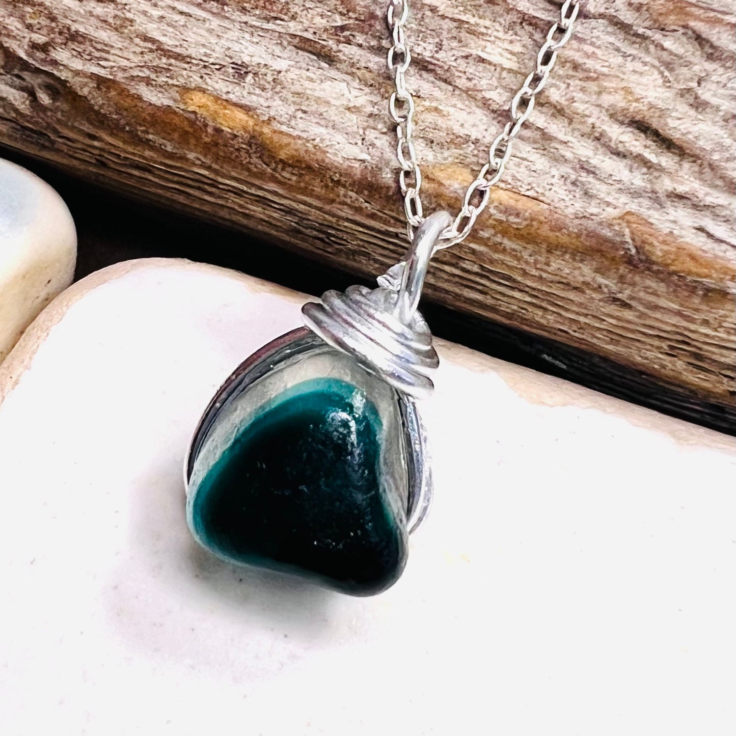 Turquoise Seaham Sea Glass Multi Pendant