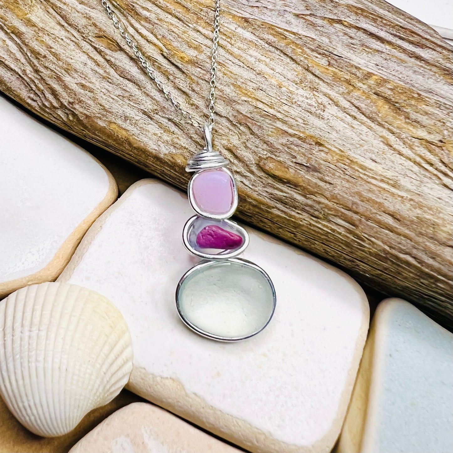 Three Piece Seaham Sea Glass Pendant